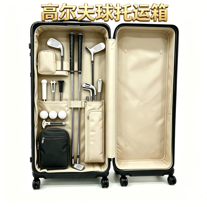 Amazon's Popular Golf Bag, Unisex Travel Bag, Hard-Shell Carry-On Bag with Wheels, Hard-Shell Interior Storage Suitcase
