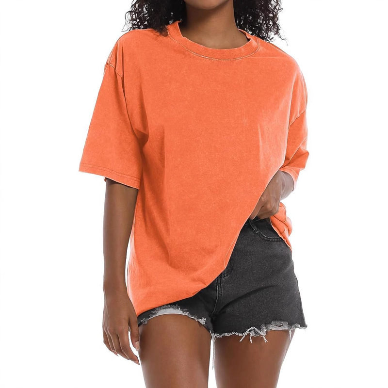 Pure Cotton Heavyweight T-Shirt Men's Summer American Workwear Style Washed Retro Distressed Customizable Loose Half-Sleeved T-Shirt Pure Cotton Heavyweight T-Shirt Men's Summer American Workwear Style Washed Retro Distressed Customizable Loose Half-Sleeved T-Shirt