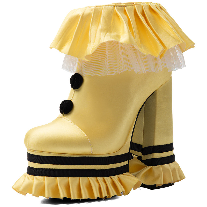 European and American sexy foreign trade cross-border hot girl platform thick-soled chunky high-heeled large size 47 women's ankle boots