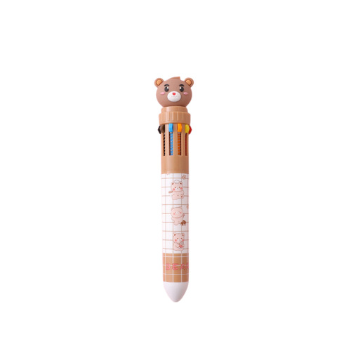 Cartoon bear ten-color ballpoint pen press color notebook pen 10-color in-one gift pen student award stationery