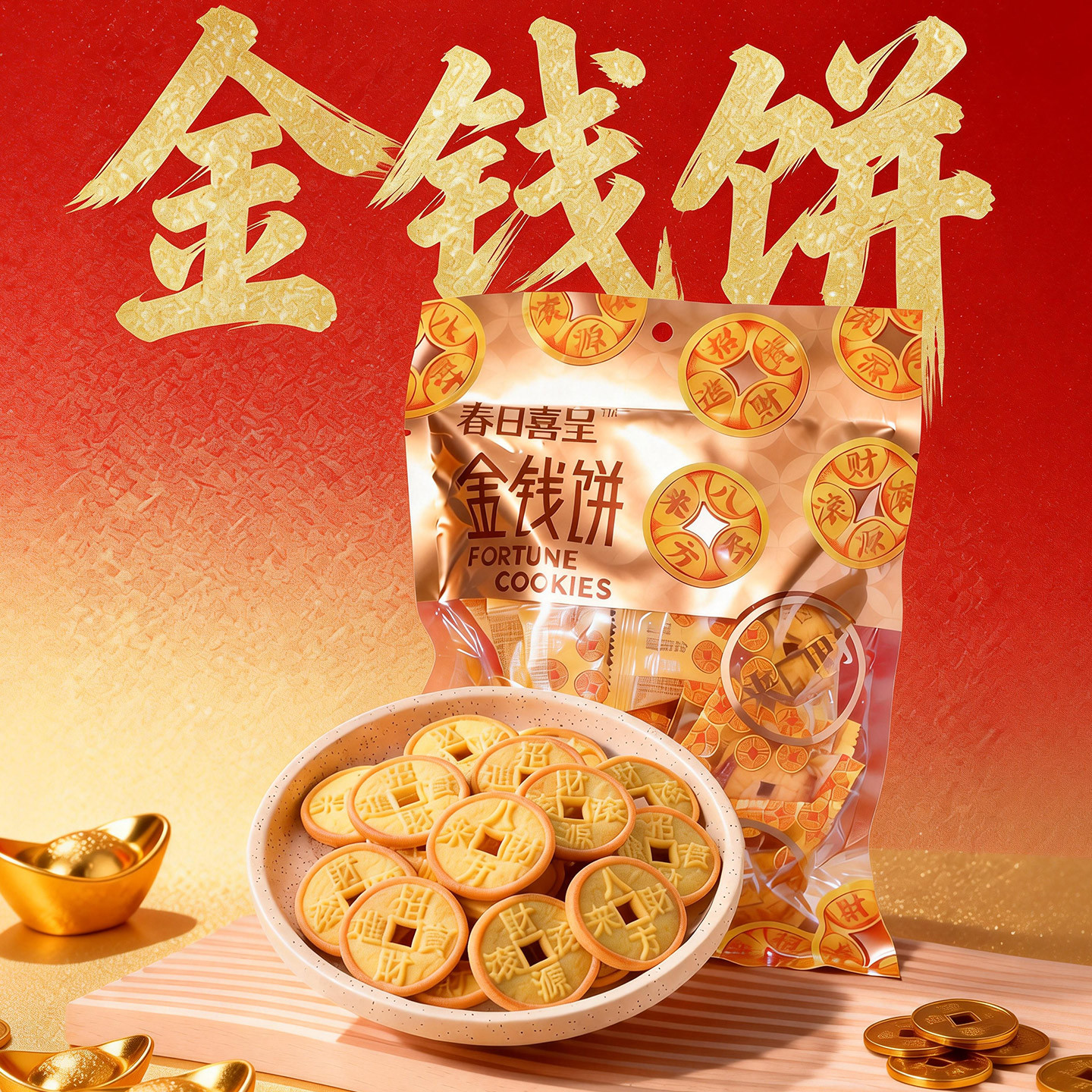 New Year's Snacks, Money Cakes, New Year's Gold Coin Biscuits, Fortune-Bringing Treats, Chinese New Year Gifts, Souvenirs