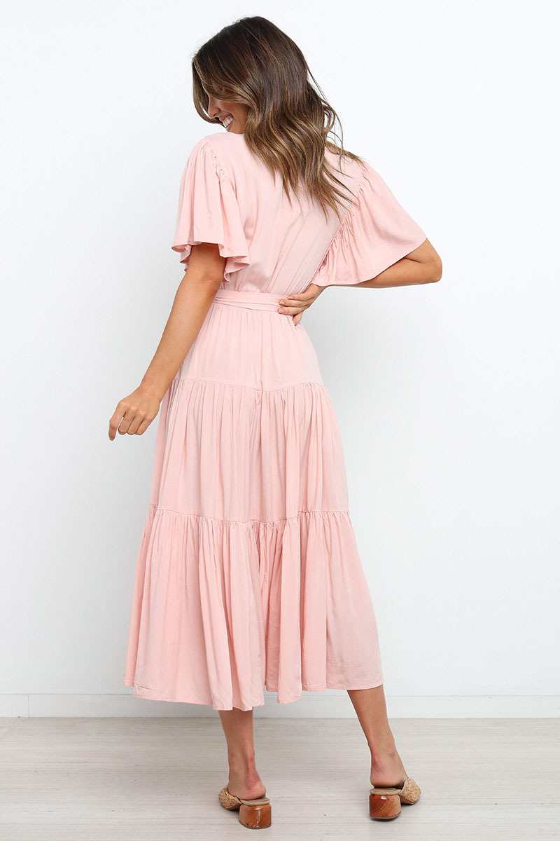 269g Weight Midi Dress Dress Length Type Short Sleeve Sleeve Length Princess Dress Dresses Type Regular Sleeve Sleeve Type Cotton, Polyester Fabric Type Mid Waist Waist Line Holiday, Daily, Selfie Occasion V Neck Neckline Regular Fit Fit Type Solid Color Pattern Summer Season Women's Gender Casual, Elegant, Streetwear Style Wholesale Women's Casual Elegant Streetwear Solid Color Holiday Daily Selfie V Neck Short Sleeve Princess Dress 1