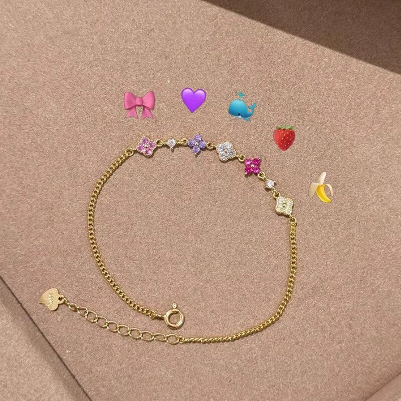 Dopamine Colorful Four-Leaf Clover Bracelet for Women, Exquisite and Fresh Commuter Niche Ins Style Jewelry New Wholesale