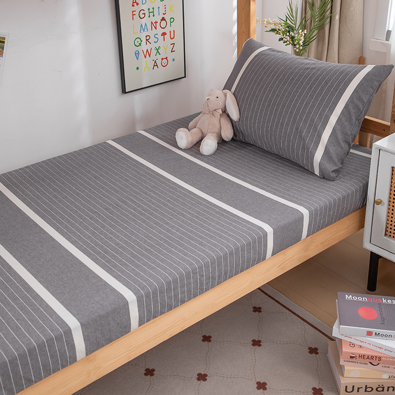 Sombrilla de cama de algodón de verano pieza individual 100 algodón dormitorio de estudiantes cubierta protectora de colchón todo incluido cubierta de cama individual 3