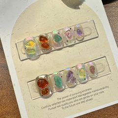 小紅薯寶石美甲糖果美甲五彩亮片小眾高級精緻可拆卸光療穿戴甲