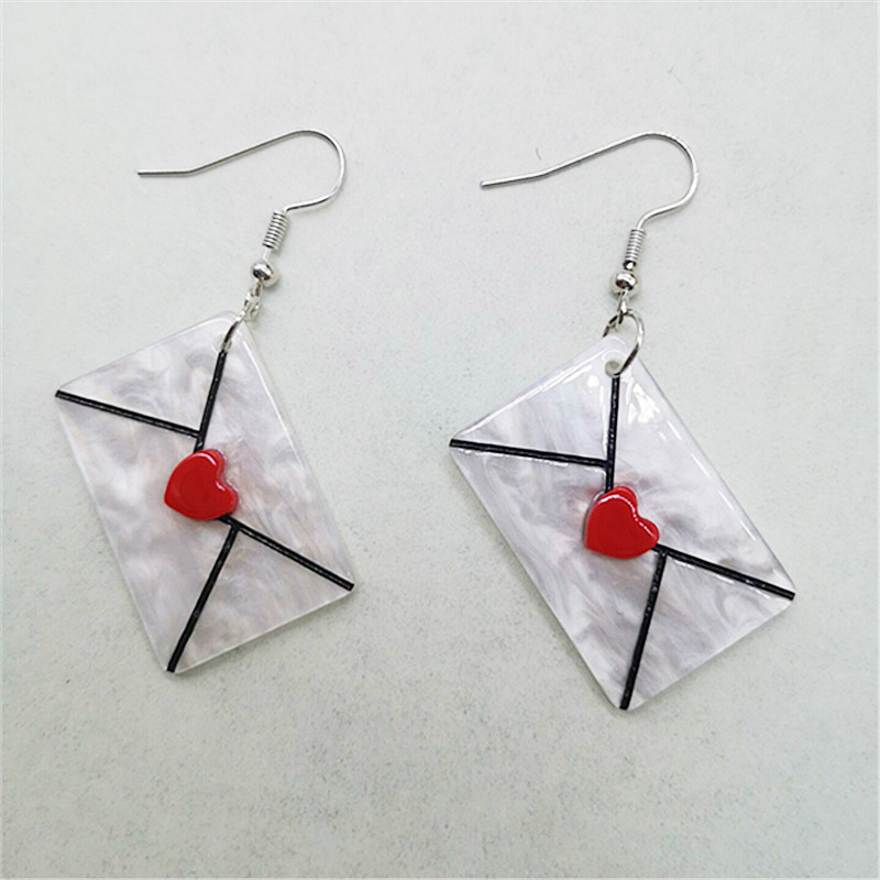 Heart Shape Pattern 1 Pair Fashion Heart Shape Arylic Drop Earrings
