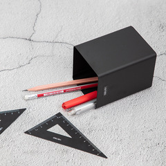 Deli 8931 all-metal pen holder black desktop personalized creative simple storage box multi-functional office pen holder