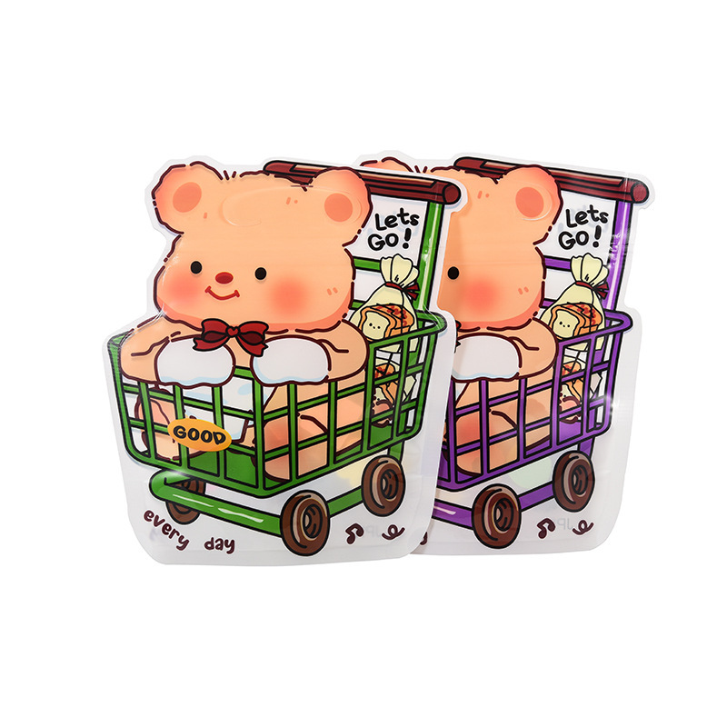 かわいい漫画のクマの特殊な形のプラスチック製のハンドバッグおもちゃスナック自己密封包装袋ヘアピン小物ギフトバッグ|undefined