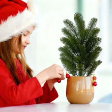 跨境松柏树塑料仿真绿植松针草 diy圣诞节派对摆件装饰品松针地插