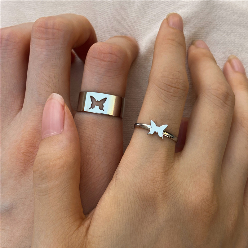 Fashion Butterfly Alloy Plating Couple Rings display picture 3