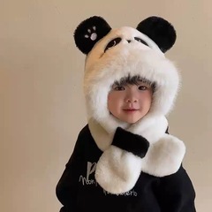 宝宝帽子围巾一体韩版保暖男女童包头帽可爱超萌儿童毛绒护耳帽冬