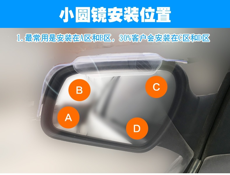 Rearview Mirror Small Round Mirror, Reversing Mirror, Car Mirror with 360-Degree Adjustable High-Definition Glass, Frameless Car Mirror