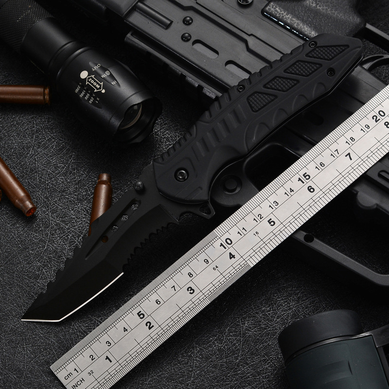 跨境欧美折叠刀户外野外求生随身小刀带打火石高硬度多功能工具刀