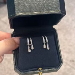 S925纯银高碳钻瑞秋耳环灵动长款几何双水滴耳饰轻奢冷淡风气质