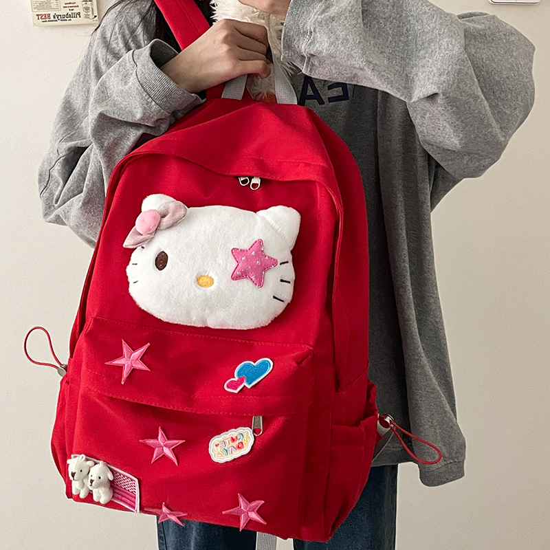 Cute KT Cat Backpack Women's Wholesale Korean-style Cartoon Middle School Student Schoolbag Trendy Cross-border New Ins Girl Backpack