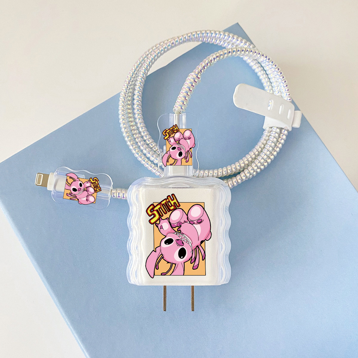 Apple 20w-B1 여성용 스티치 오버레이 헤드기어 + 물결선 클립 + 1m 레이저 흰색 로프 + 흰색 스트랩