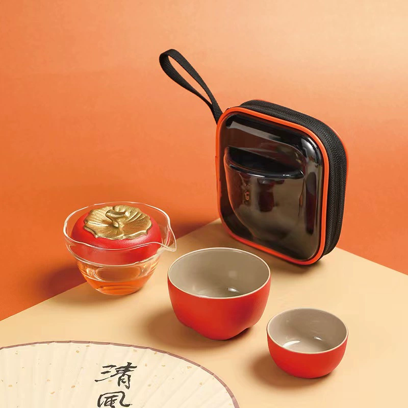 Auspicious Ruyi Kuai Cup Kung Fu Bowl Bowl Tea Cup Portable Tea Cup Storage Travel One Pot two cups