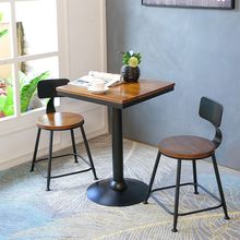 美式实木铁艺复古餐厅小吃店成套餐桌工业风酒吧休闲烧烤店餐桌椅