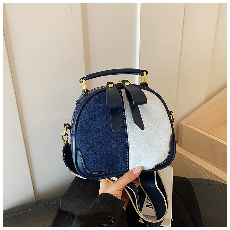 Bolso de denim de color contrastante de empalme para mujeres 2026 nueva tendencia transfronteriza bolso pequeño nicho exquisito mochila de hombro image 8