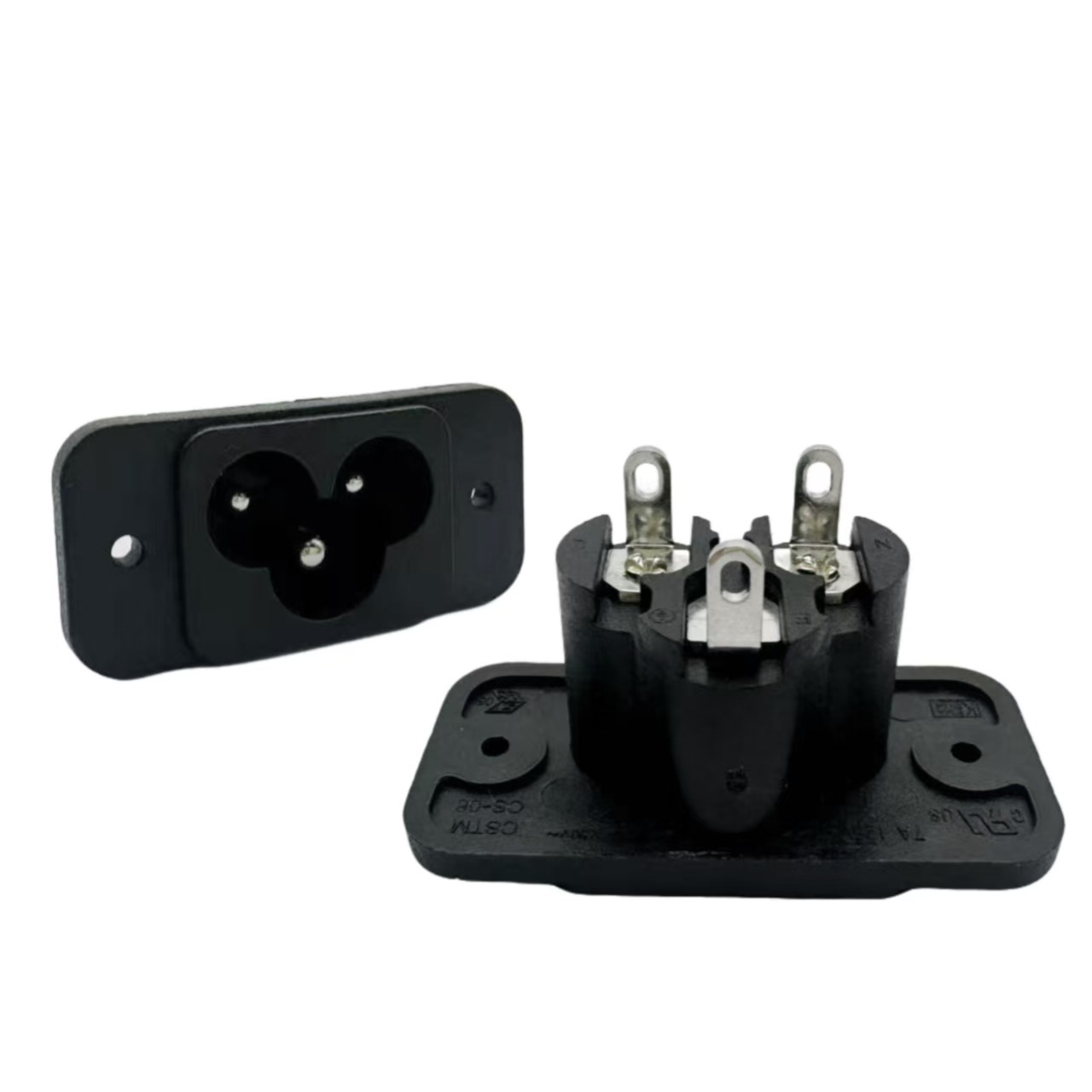 三孔米老鼠180度母座梅花尾插头AC电源插座AC030直脚DB-14-S-3T