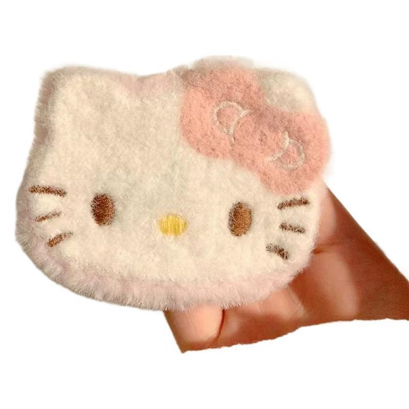 Заколка для волос (Hello Kitty) плюшевая большая фуксия, 5,3×3,8 см
