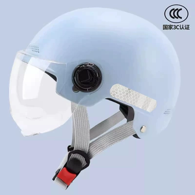 men's four seasons safety helmet, Motosiklet kaskı (dəbilqə) - 3c-frosted-blue-short-transparent-lens