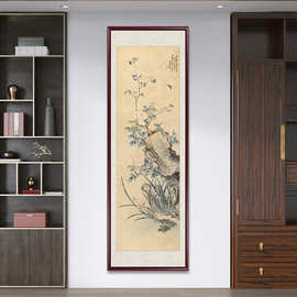 兰石图国画花鸟图实木画框书房客厅茶室办公室书法背景墙装饰画