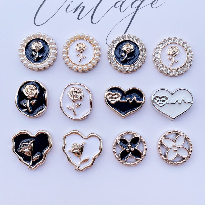 滴油珍珠玫瑰点钻小香风树脂贴片 diy发夹头箍手机壳洞洞鞋扣配件