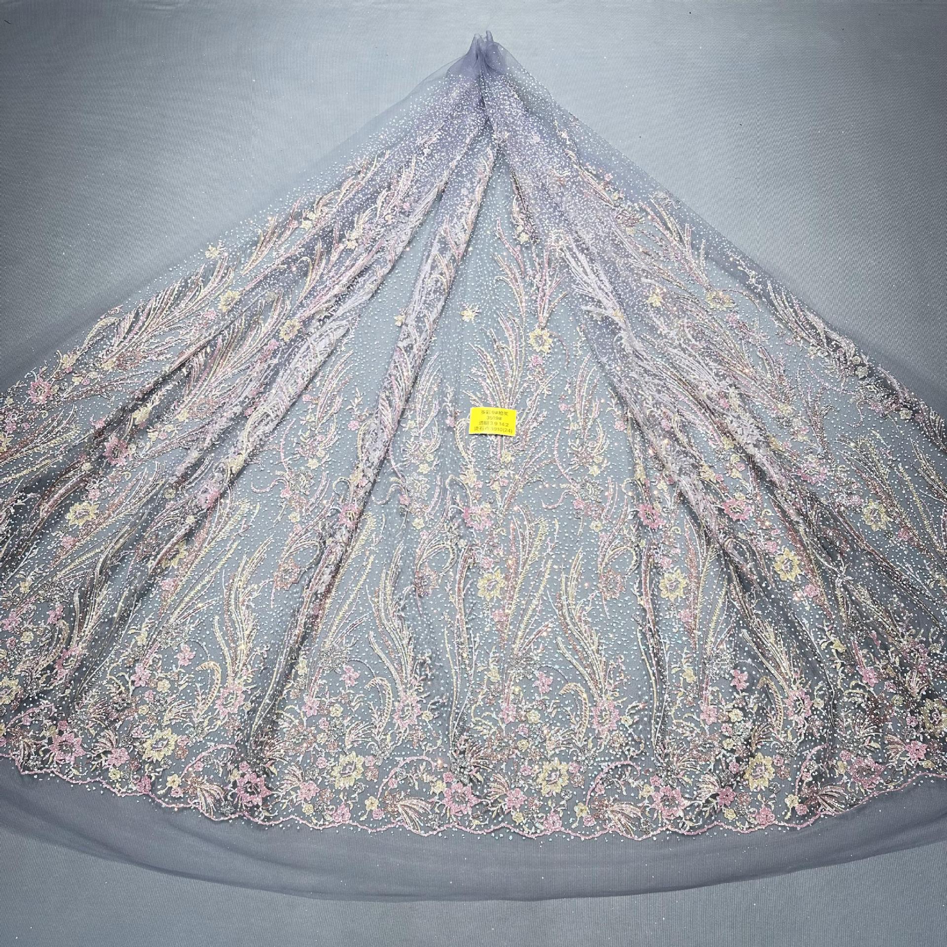 新款LC3519多彩烫石点系列10Y起订 婚纱礼服面料 网纱洒金片 花型