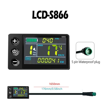 Dağ velosipedi litium batareya LCD-S866 elektrik skuter LCD rəngli ekran/suya davamlı konnektor