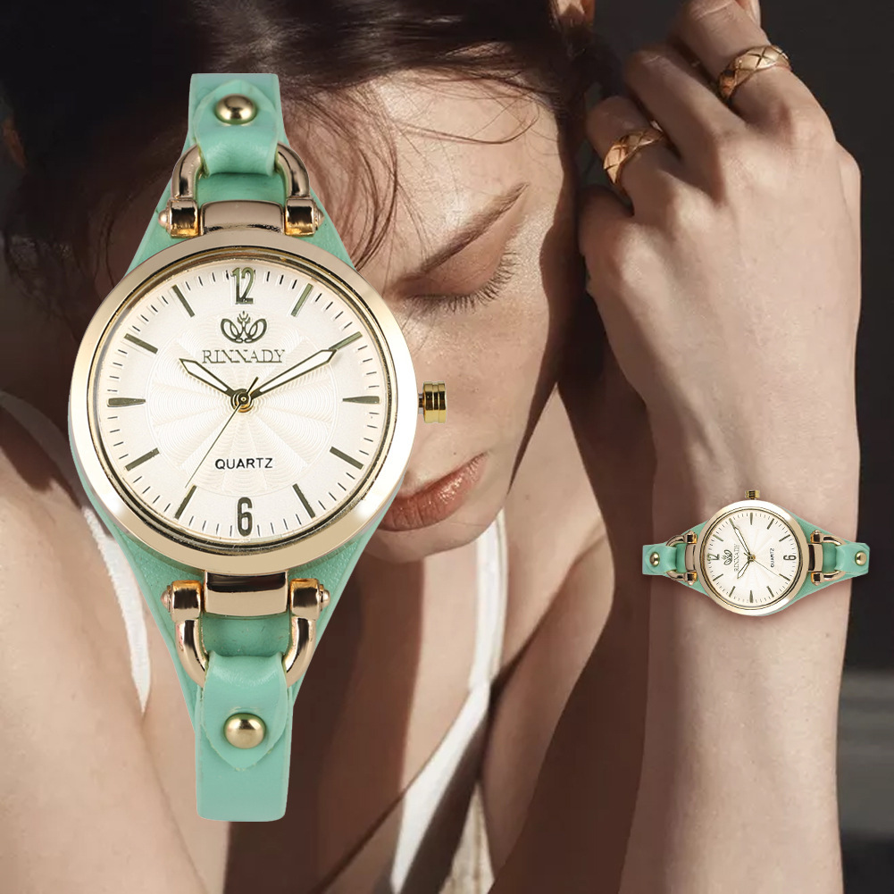 Orologio da donna alla moda, elegante orologio al quarzo in pelle, cinturino sottile, quadrante semplice da donna_voghion.com