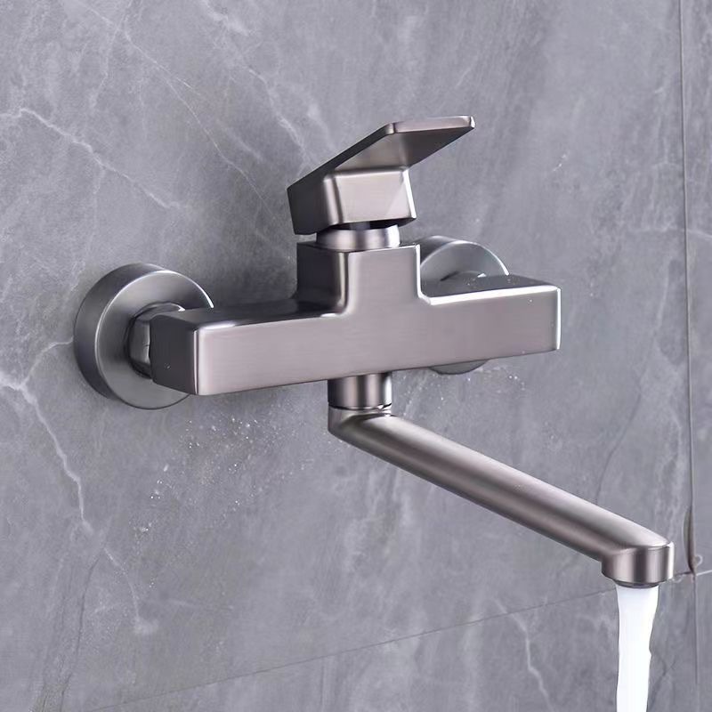 Grifo de pared uno por uno, lavabo de baño de agua fría y caliente, balcón, cocina, pistola negra, lavabo de verduras dorado gris