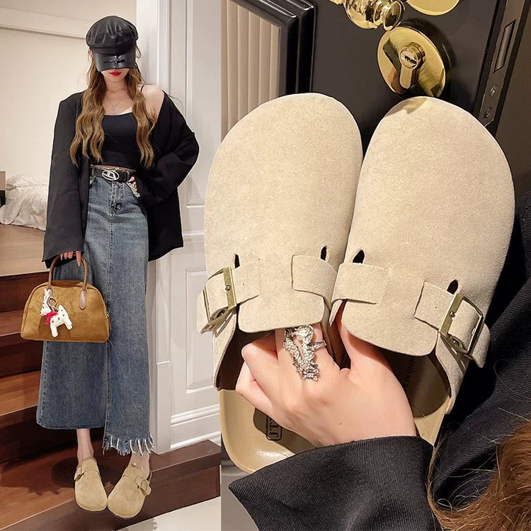 Новые осенние плоские обувь Birkenstock 2024 года, женские обувь с мягкой подошвой, носок до пальца полудраг, носили, классика, ретро, модно, повседневно, универсально