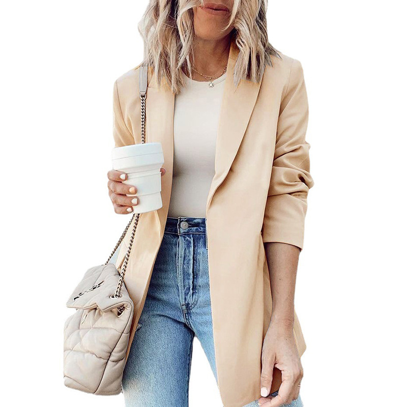 2022 Women's New Autumn/Winter Suit Coat Cardigan Top Flip Collar Slim Fit_voghion.com