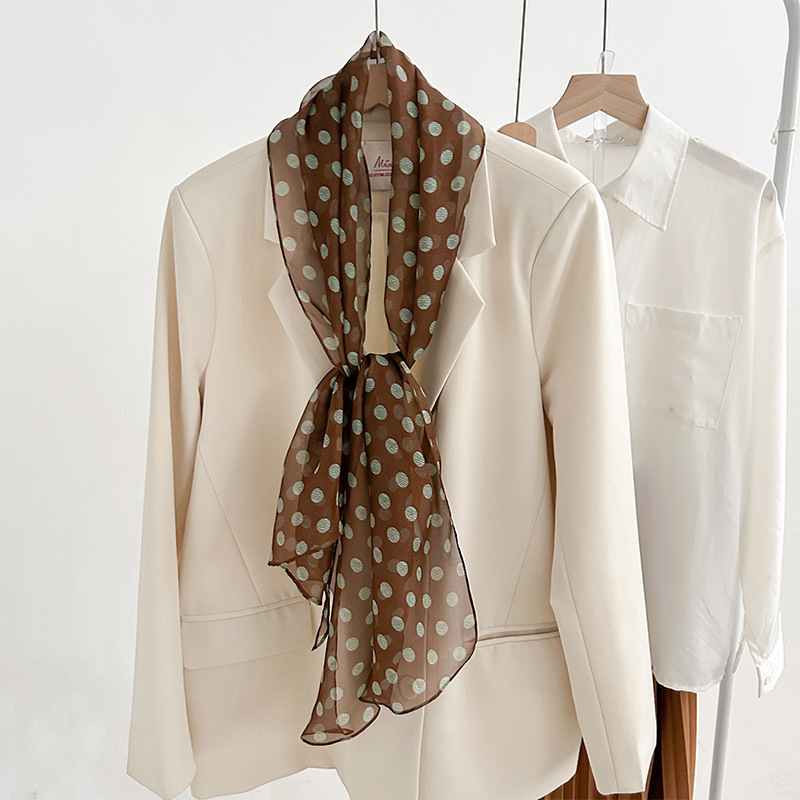 2025 New French Polka Dot Silk Chiffon Scarf For Women - Spring/Summer Lightweight Sun Protection Mulberry Silk Chiffon Square Scarf - Thumbnail 3