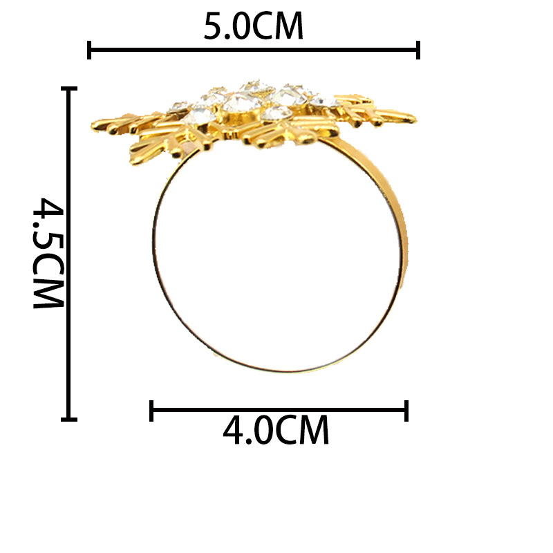 Venta caliente transfronteriza anillo de servilleta de copo de nieve de diamantes de Navidad anillo fiesta familiar decoración de la mesa de la vajilla de aleación hebilla
