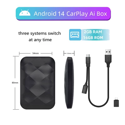 Cross-Border Hot-Selling Wireless Carplay 4+32 Android 14 Smart Box Android Auto Car-Machine Interconnection Ai Box (Simsiz CarPlay və Android Auto) - 2g16g