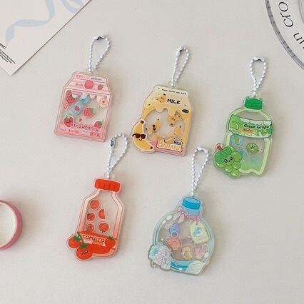 Acrylic soda bottle bag pendant, cute shaker keychain, phone case and backpack decoration, small gift Acrylic soda bottle bag pendant, cute shaker keychain, phone case and backpack decoration, small gift