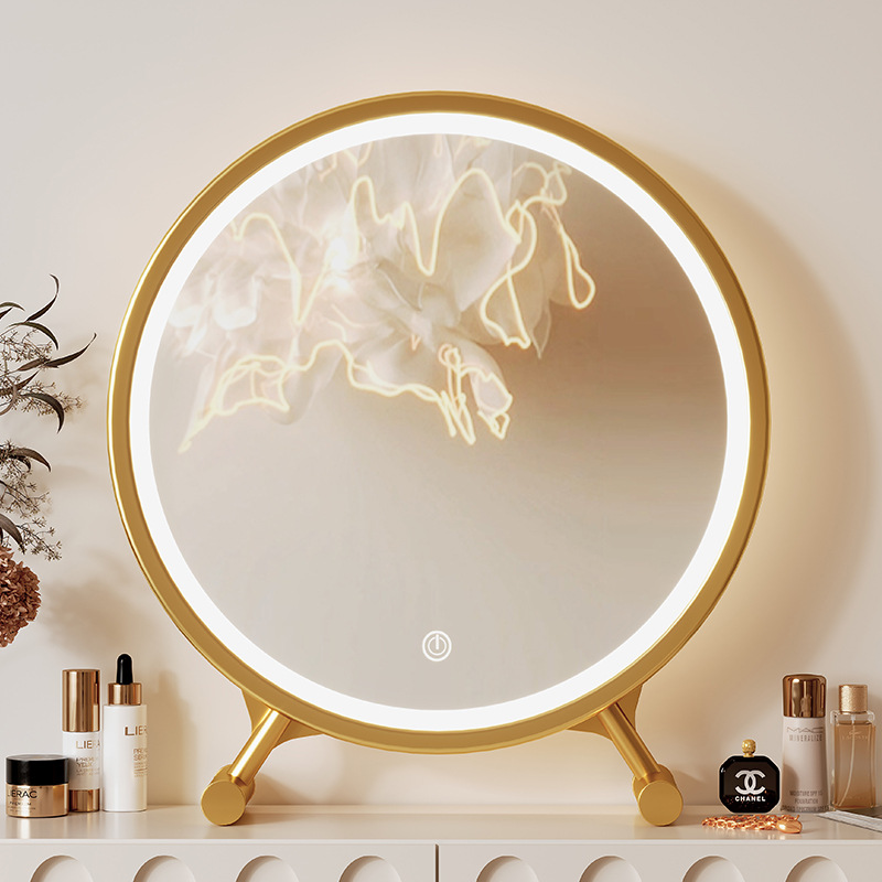 Espejo de maquillaje inteligente de escritorio con lámpara de dormitorio de niñas mirror mirror dormitorio de estudiantes mirror redondo de mesa
