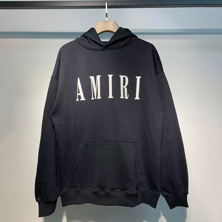 AMIRI suéter colección de letras de impresión transfronterizas 360 gramos de anillo masculino suelto casual sudadera encapuchada