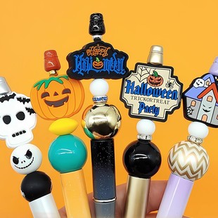 Ins New Halloween Food Grade Silicone Drop Glue Beads Baby Lovable Teeth Glue Beads Cartoon Silicone Beads Wholesale