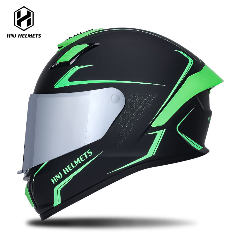 Motosiklet kaskı (dəbilqə) | Universal Helmet Summer Sunscreen - 607-black-green-transparent-visor-silver-plated-visor-s