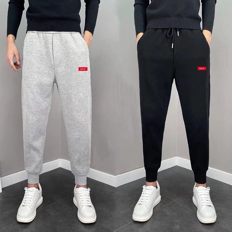 Pantalones casuales de los hombres jóvenes rectos sueltos Pantalones deportivos delgados pantalones atados al tobillo primavera y otoño verano Pantalones de hombre simples