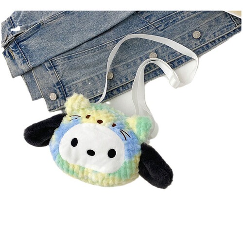 Sanrio bag tie-dyed plush toy bag colorful Kurome doll small bag claw machine plush doll bag