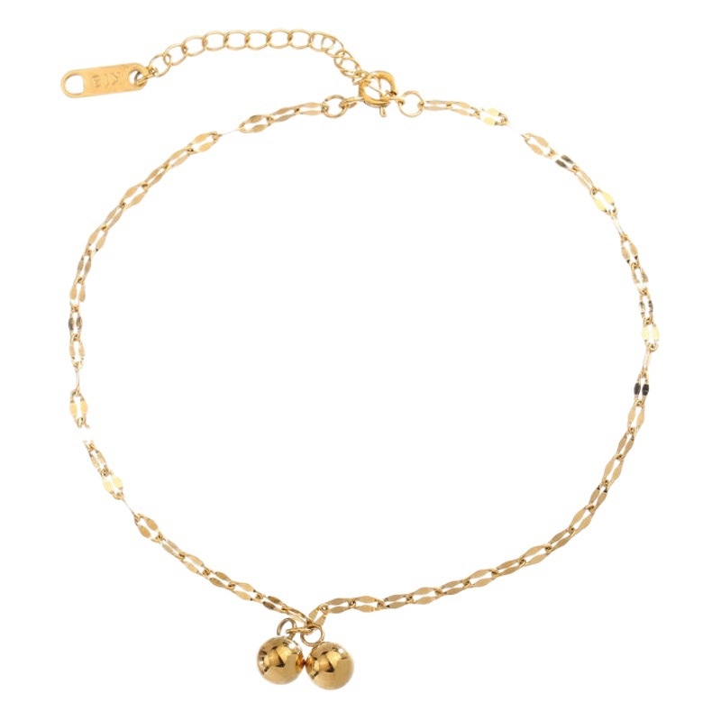 Wenjian Corea del Sur simple estrellado dos bolas titanio acero chapado en oro tobillera personalidad femenina moda Mori diseño de moda
