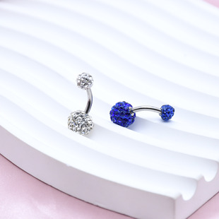 Production and Wholesale Shambhala Czech Diamond Soft Clay Broken Diamond Navel Ring Body Piercing Navel Button Cross-Border Supply