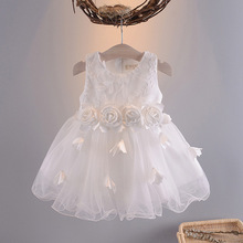 夏季女宝宝白色公主连衣裙婴儿蓬蓬无袖背心裙子1-2-3岁儿童夏装
