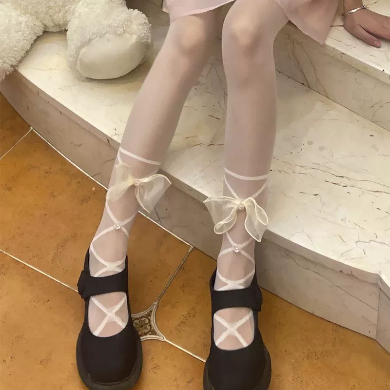 Пояс, носки с бантом, сексуальные базовые колготки в стиле Lolita