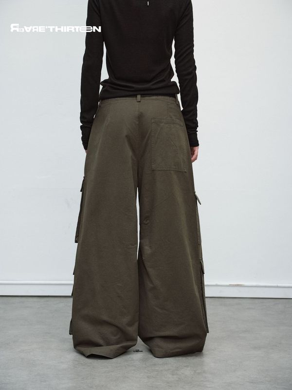 十三行R13美式复古高街多口袋工装休闲裤女oversize阔腿长裤25AW|undefined