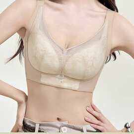 乳棉319#素雅压花蕾丝文胸36-44薄C杯聚拢高侧收内衣尾货批发特卖
